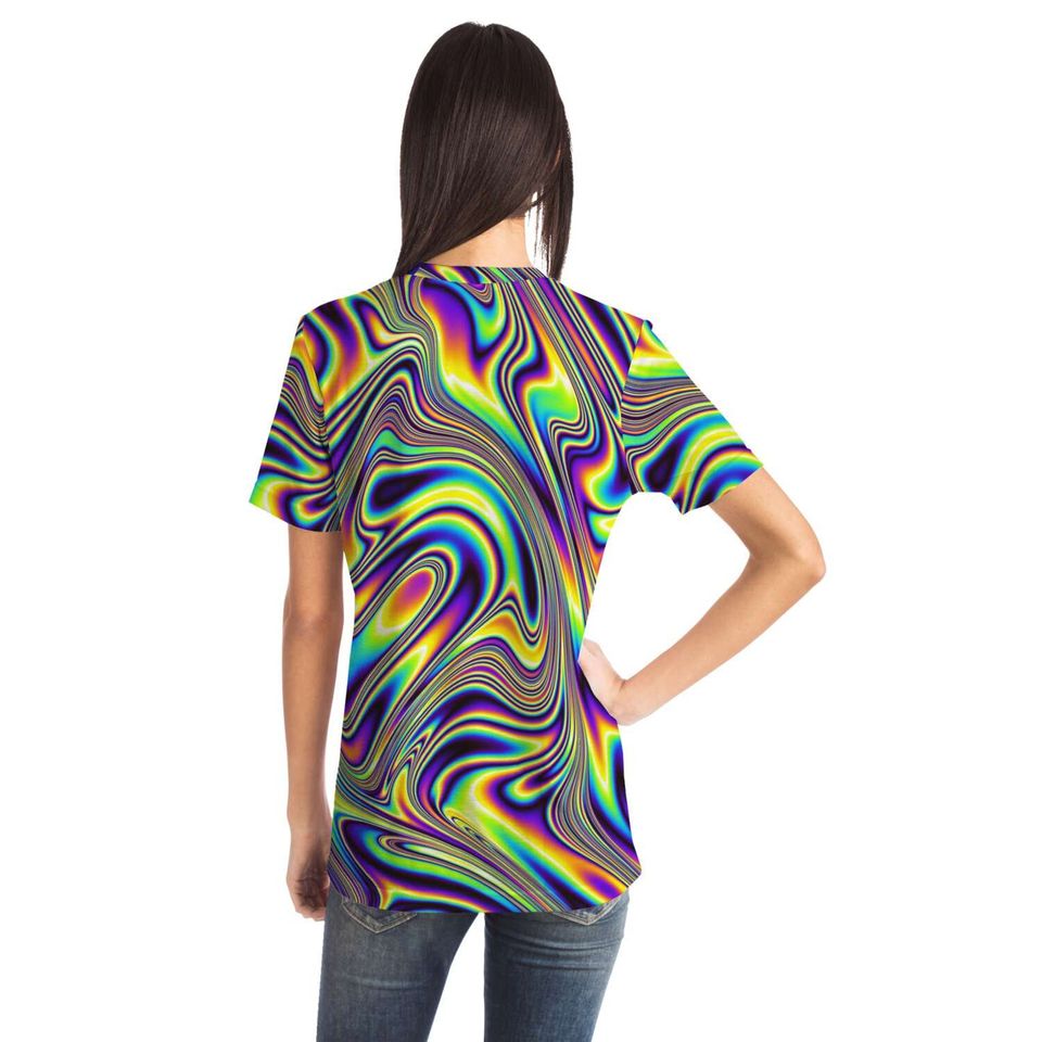 Liquid Paint Swirls Waves Psychedelic Festival Edm  3D T-shirt