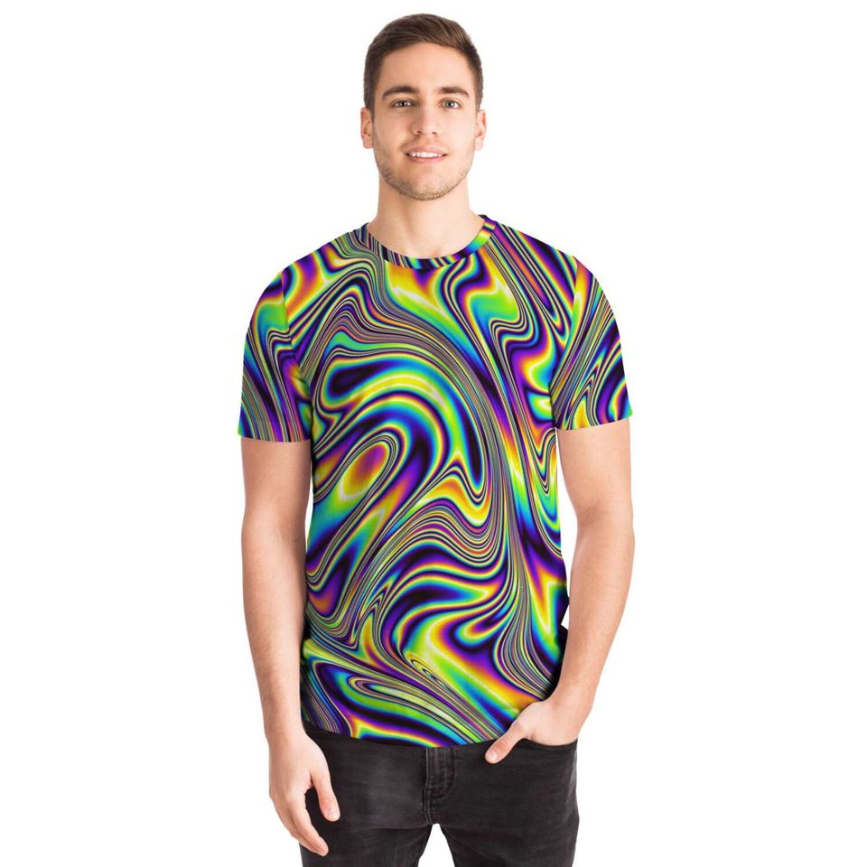 Liquid Paint Swirls Waves Psychedelic Festival Edm  3D T-shirt