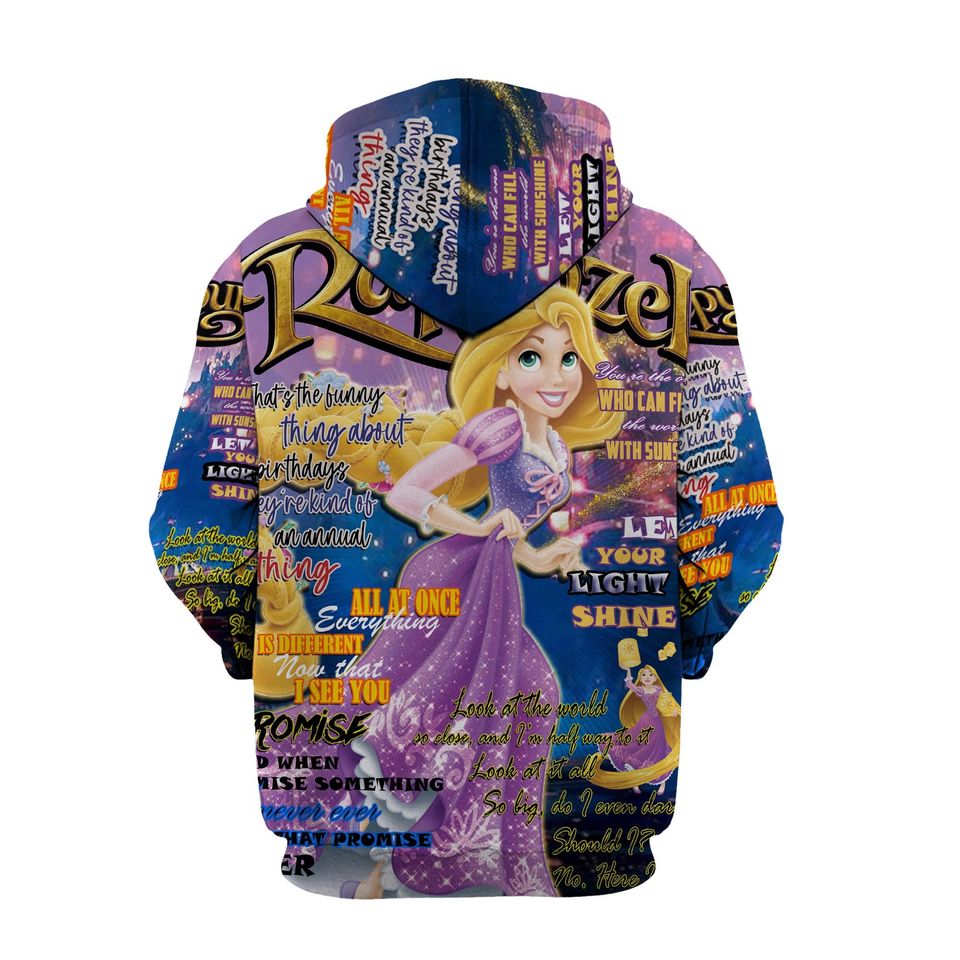 Rapunzel Punk Words Pattern | Disney 3D Hoodie