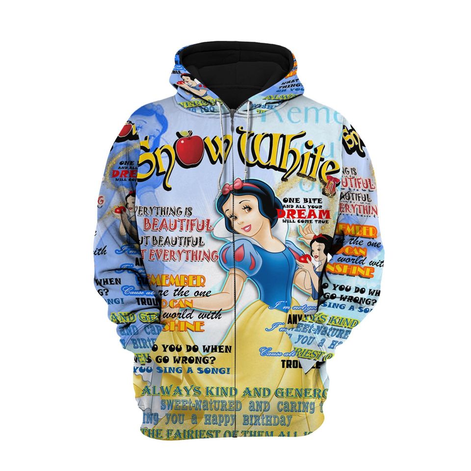 Snow White Punk Words Pattern | Disney 3D Hoodie