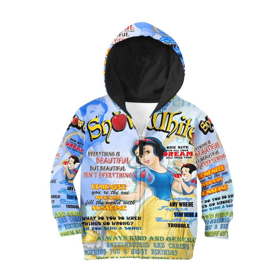Snow White Punk Words Pattern | Disney 3D Hoodie