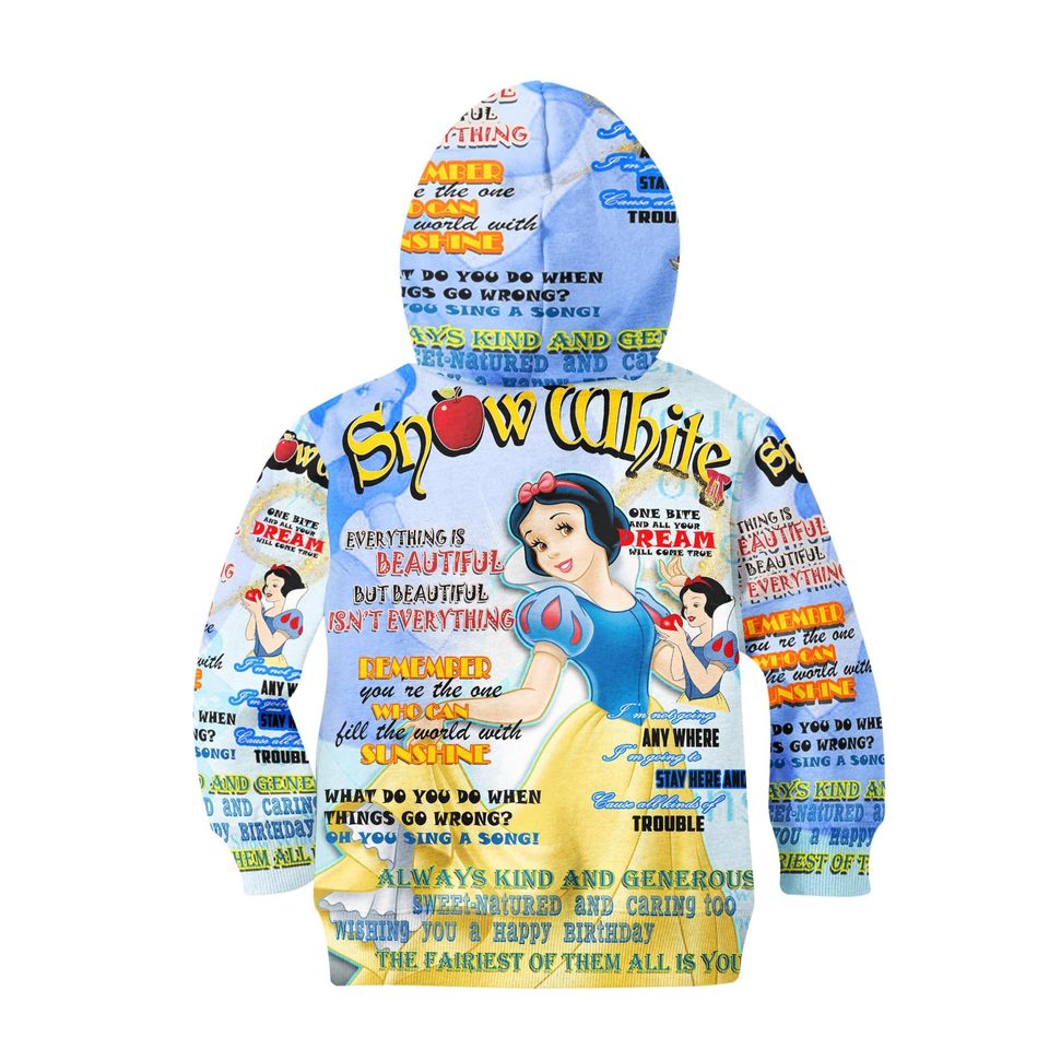 Snow White Punk Words Pattern | Disney 3D Hoodie