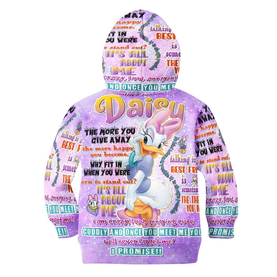 Daisy Duck Punk Words Pattern | Disney 3D Hoodie