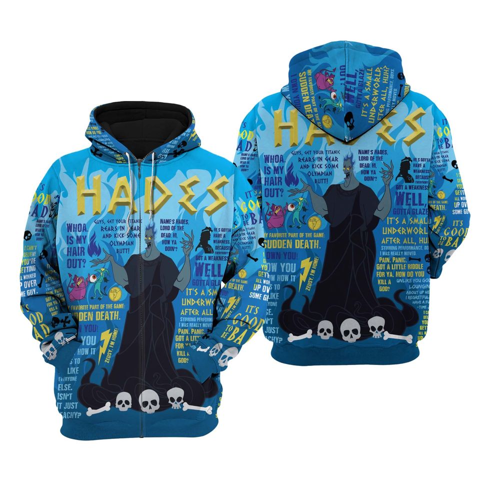 Evil Hades Punk Words Pattern | Disney 3D Hoodie
