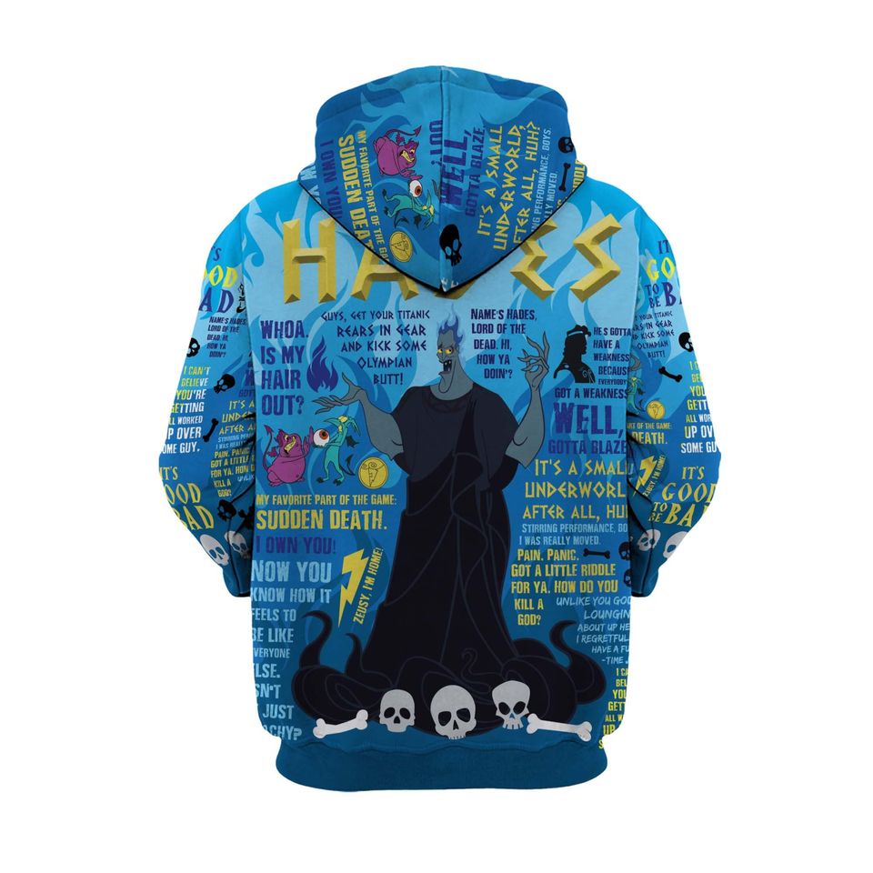 Evil Hades Punk Words Pattern | Disney 3D Hoodie