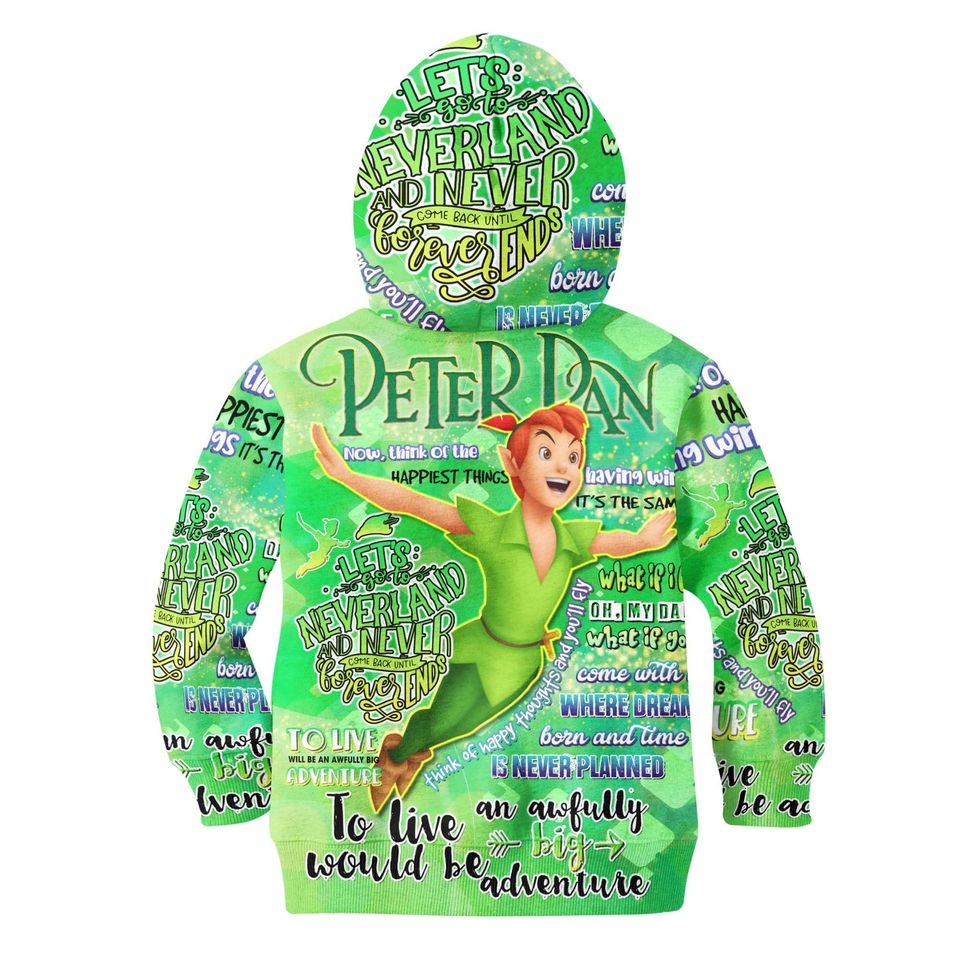 Peter Pan Punk Words Pattern | Disney Quotes 3D Hoodie