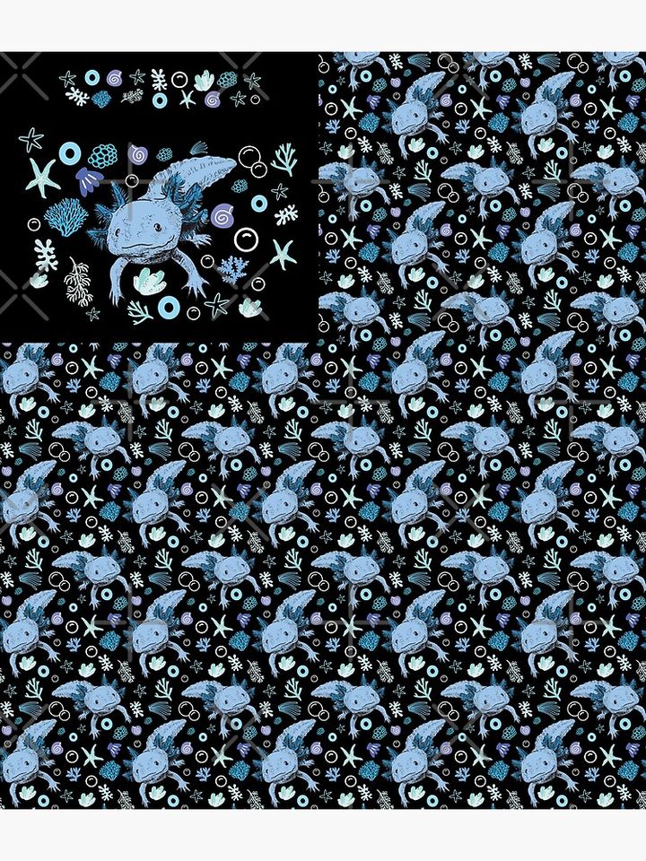 Blue Axolotl Coral Pattern Backpack