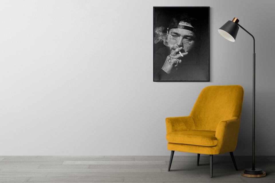 Post Malone Poster, Black And White, Post Malone Wall Art