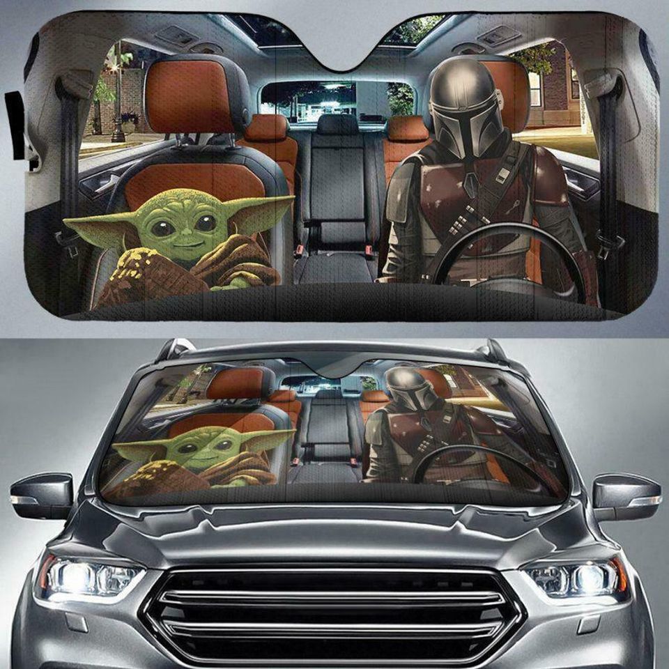 Mandalorian Baby Y0da Auto Sun  Car Sunshade