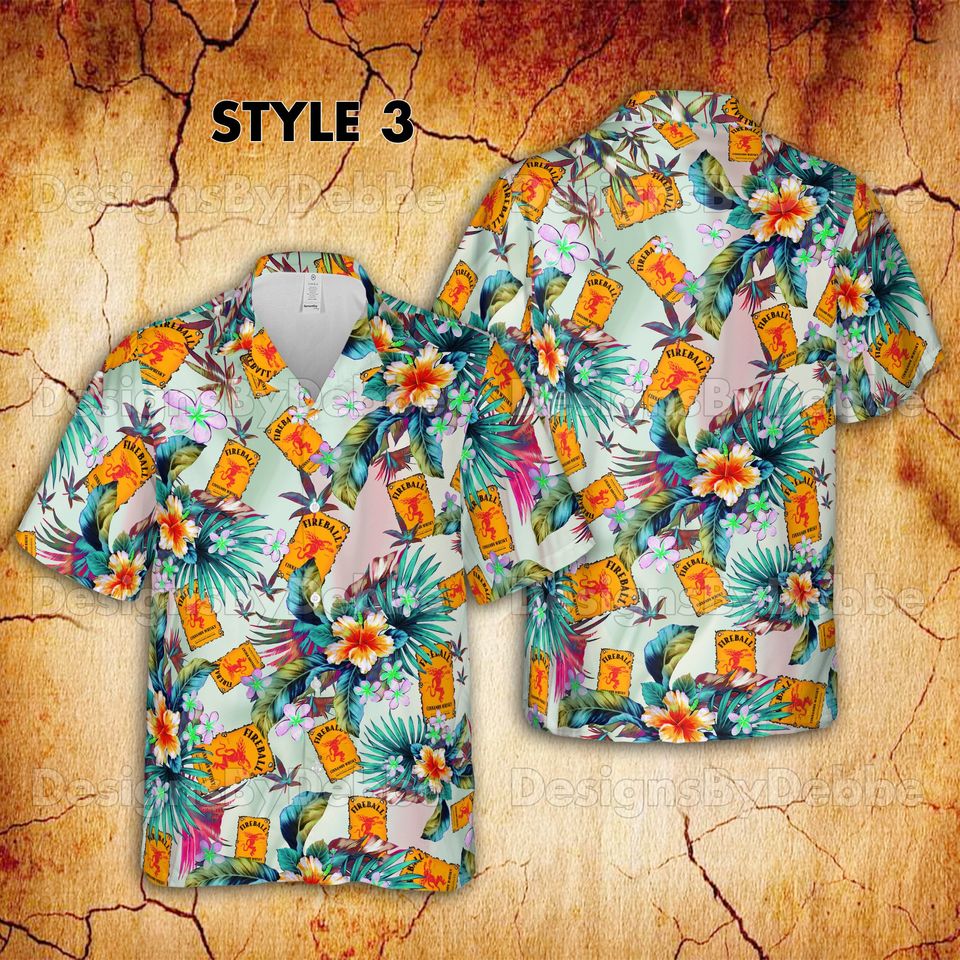 Fireball Canadian Whiskey Hawaiian Shirt