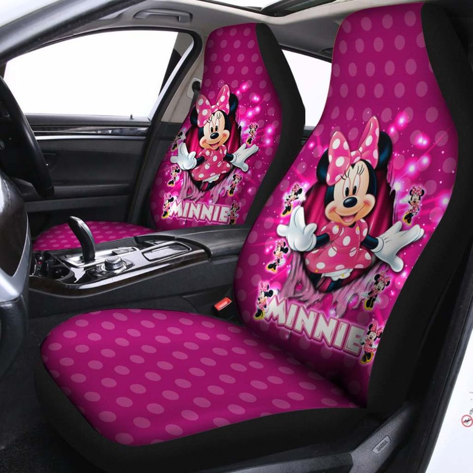 Minnie Mouse Bling Glitter Disney Graphic Cartoon Car Seats Cover