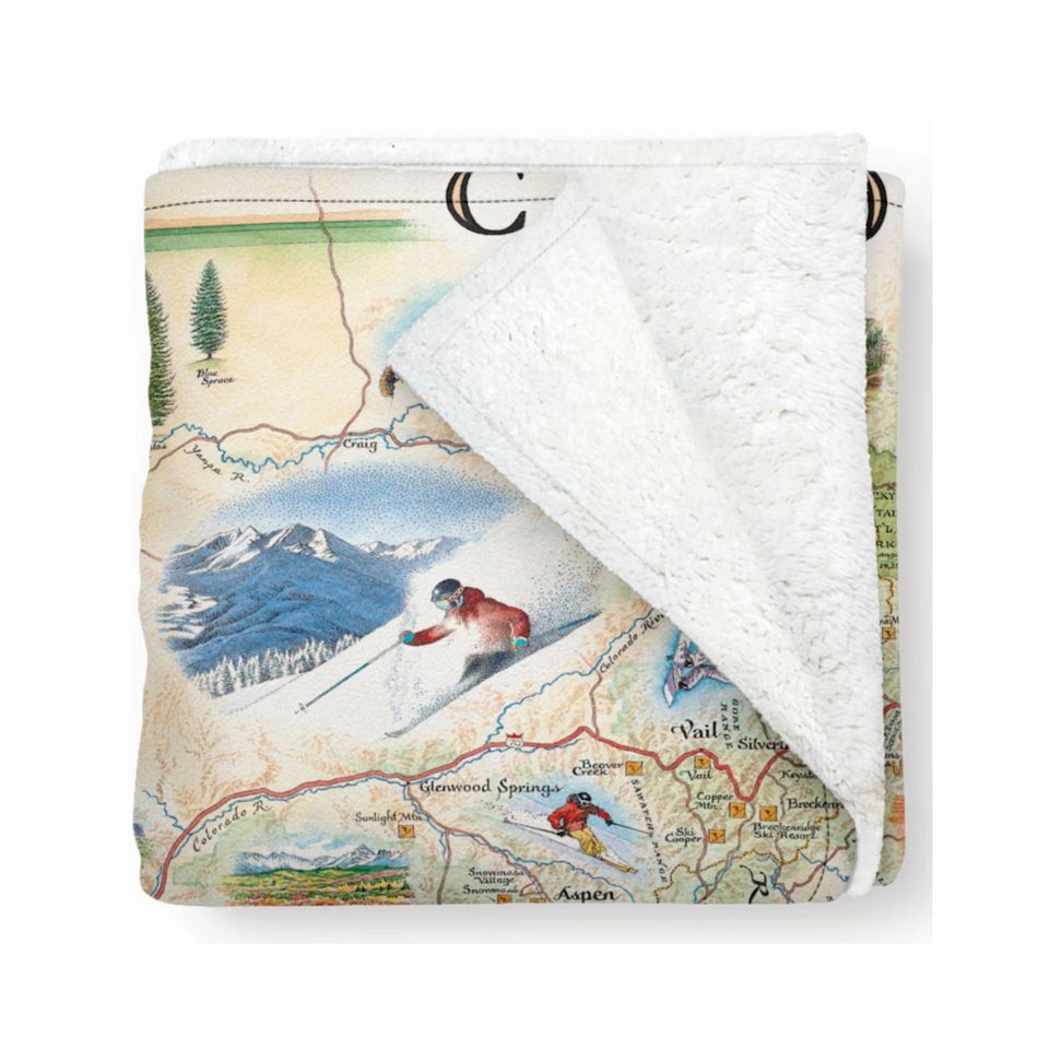 Colorado State Map Fleece Blanket - Soft, Cozy, and Warm Throw