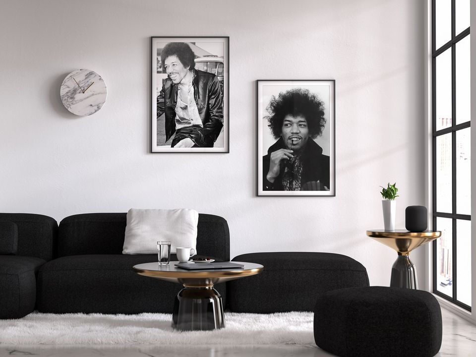 Jimi Hendrix Poster, Black And White Vintage Music Poster