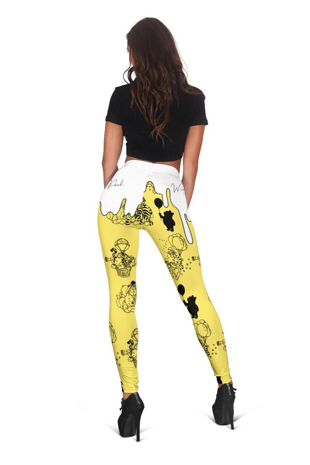 Winnie The Pooh Pattern Signature- Hollow Tanktop Legging Outfit Set