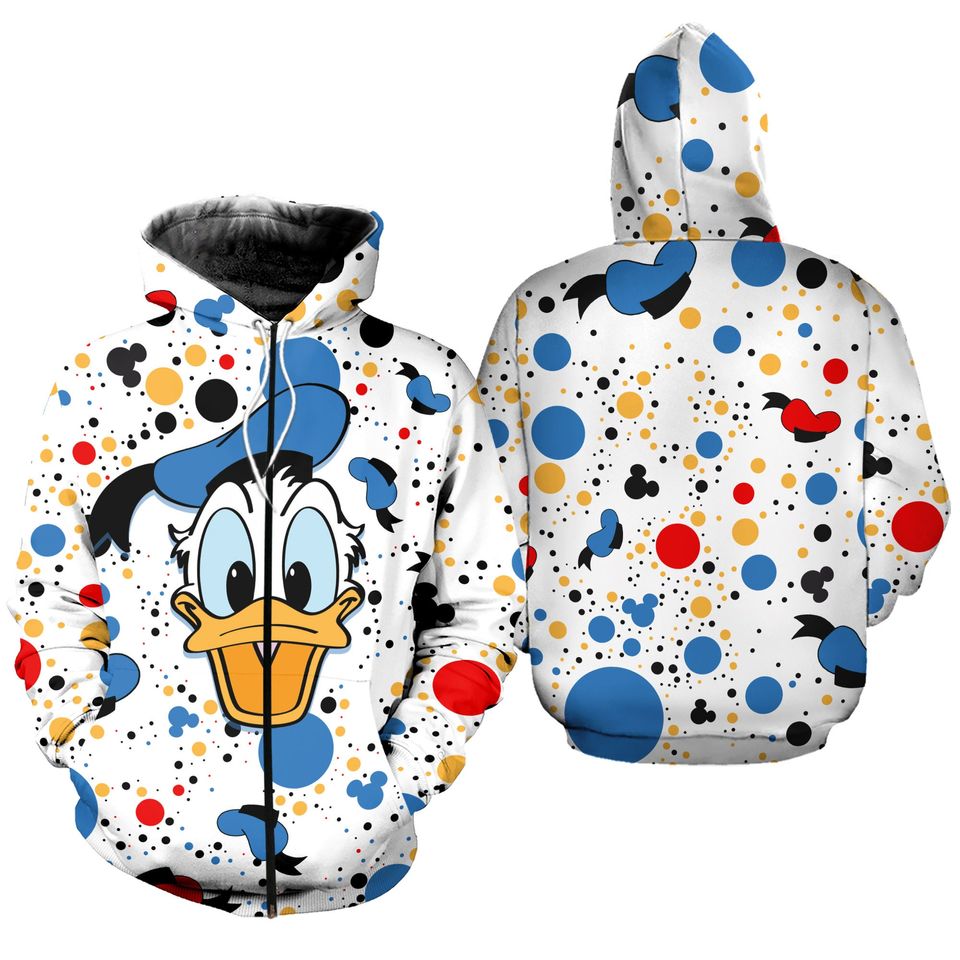 Donald Duck Polkadot Pattern | Disney 3D Hoodie