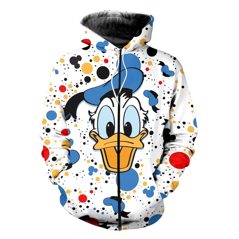 Donald Duck Polkadot Pattern | Disney 3D Hoodie