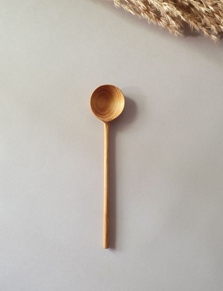 2 Round Multi-Purpose Teak Wood Handmade Spoons Tablespoon Volume