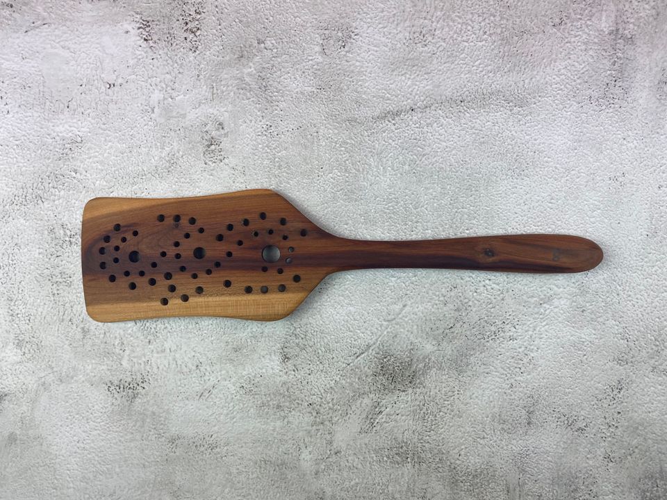 Wooden handmade spatula turner with holes