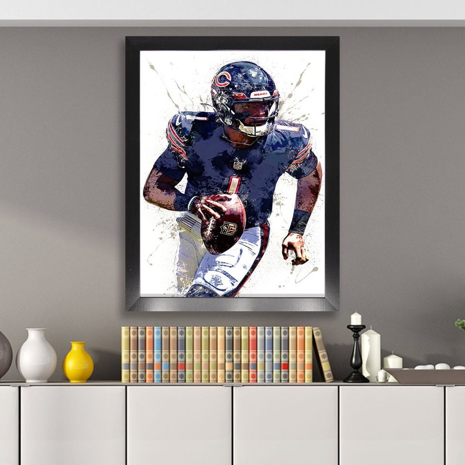 Justin Fields Poster Print, Chicago Bears