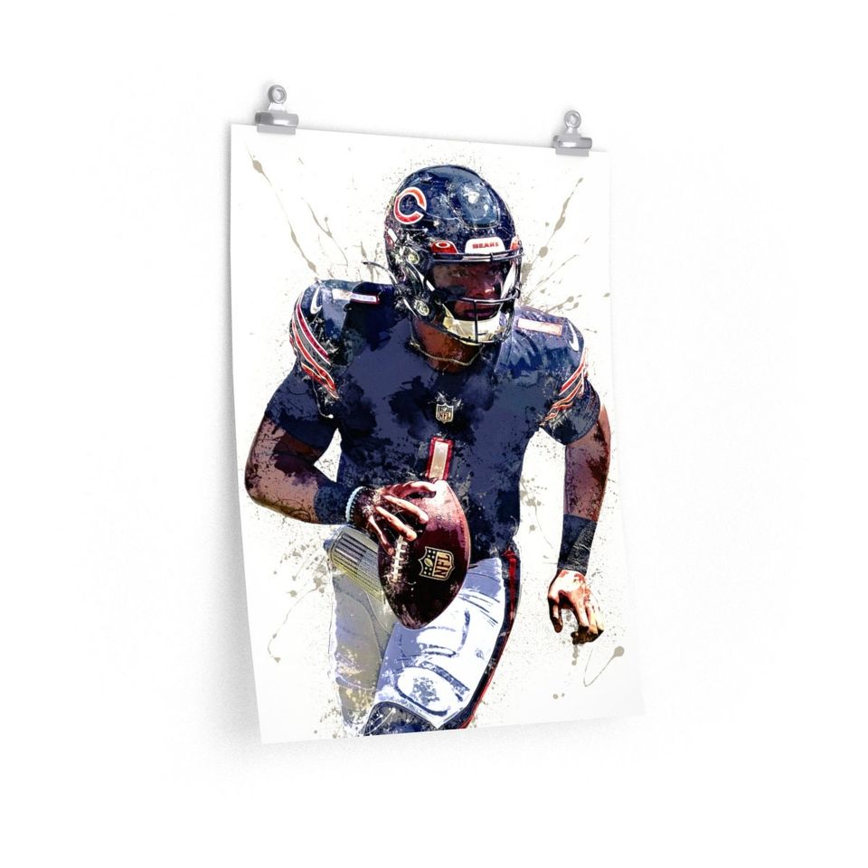 Justin Fields Poster Print, Chicago Bears