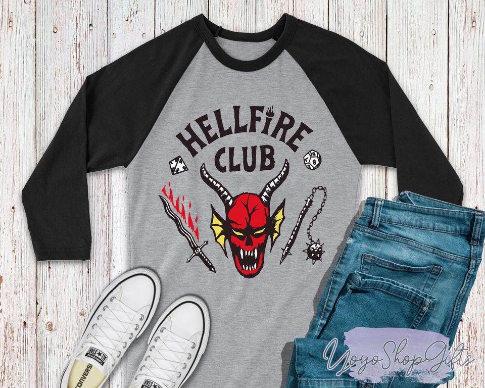Hellfire Club Shirt, Stranger Things Season 4, Hellfire Club Baseball Tee