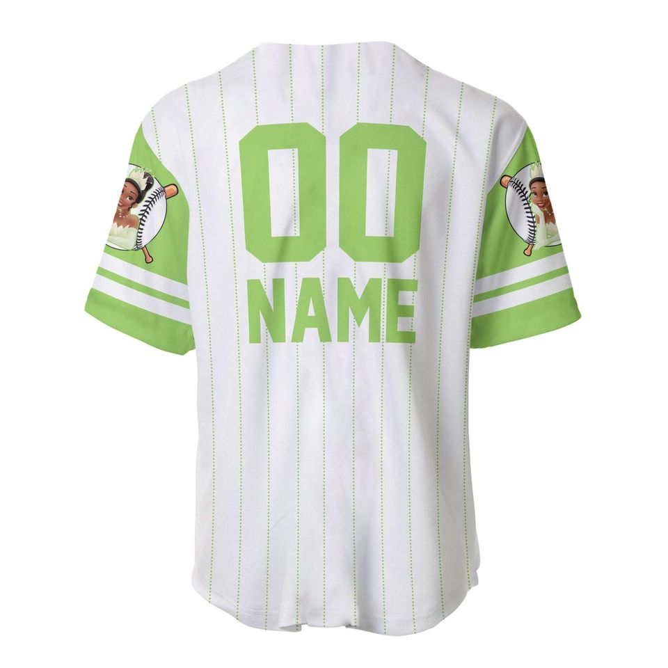 Tiana Princess White Lime Green | Disney Custom Baseball Jersey