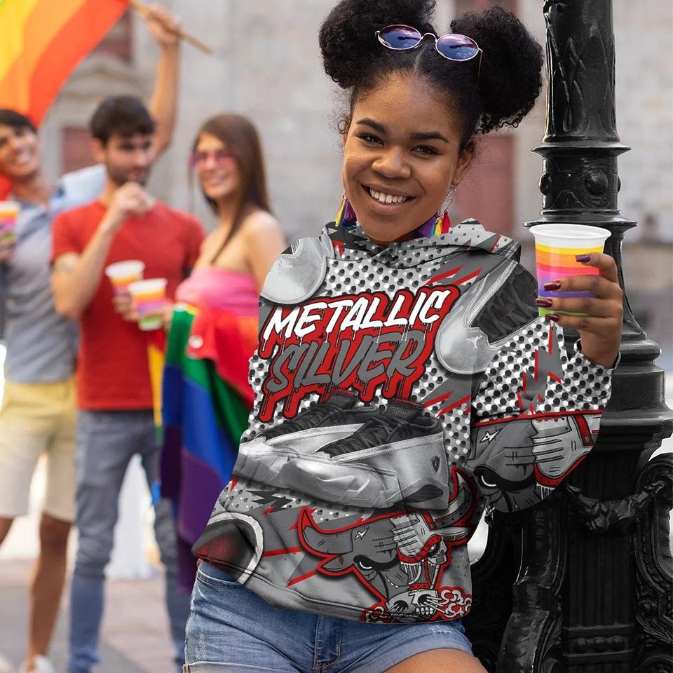 Bull Jordan Unisex Sneaker Shirt Match 14 Low Metallic Silver