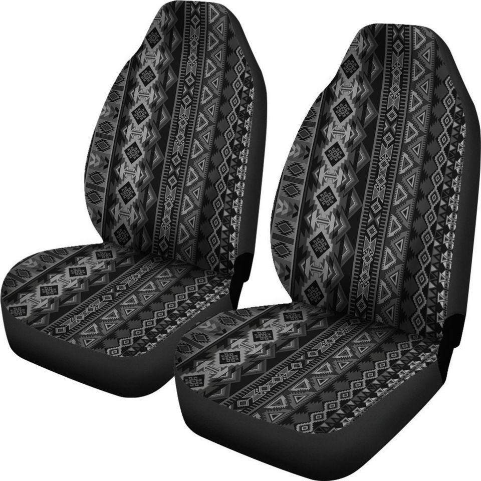 Grey / Black Aztec Tribal Ethnic Pattern Car Seat Covers