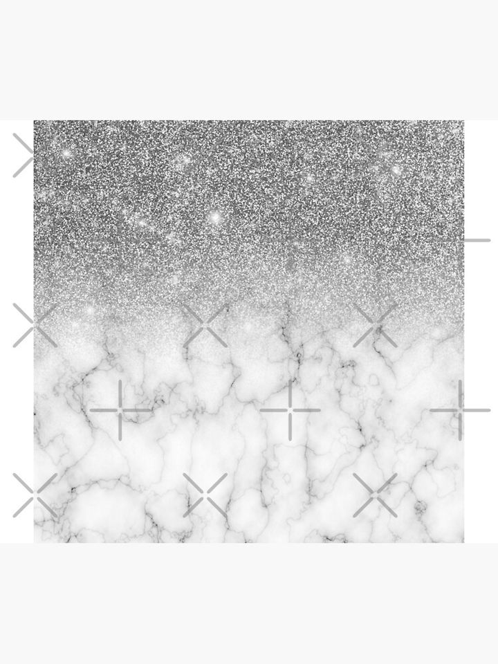 Stylish Silver Glitter Ombre Marble Shower Curtain