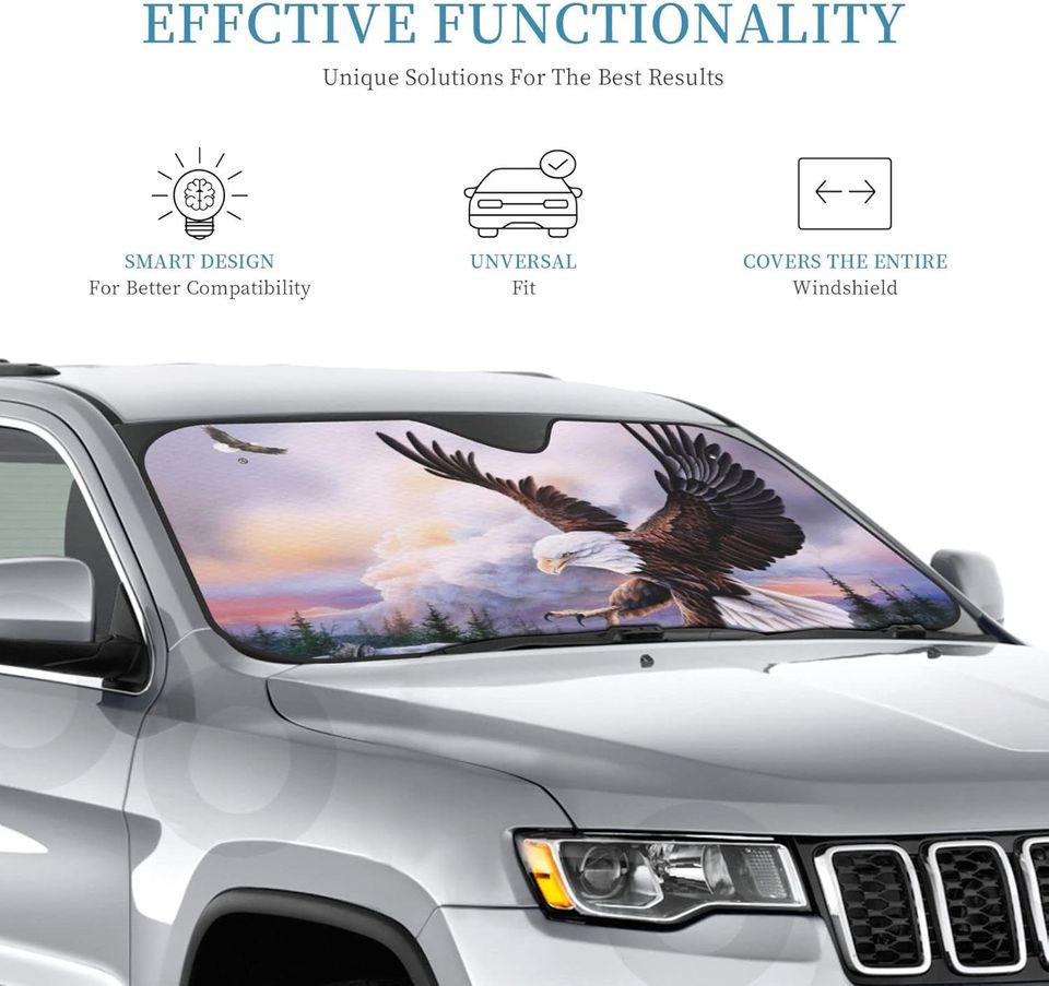 Bald Eagle Printed Car Windshield Sun Shade