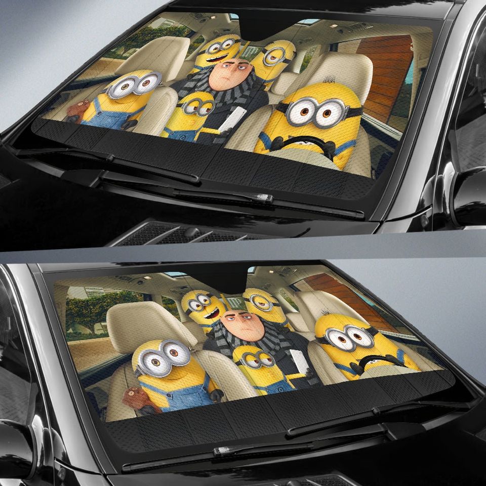 Deadpicable Me Gru And Minion 3D Print Car Sun Shade