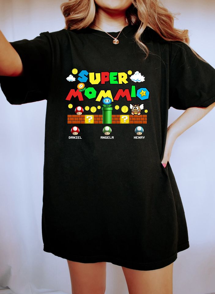 Personalization Super Mommio Shirt, Funny Matching Super Mommio Shirt
