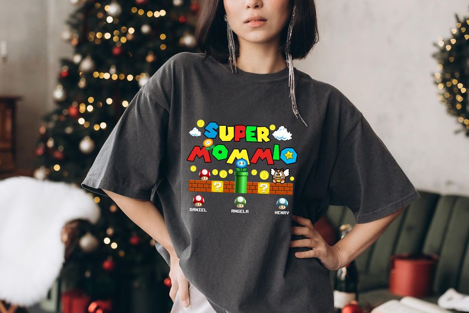 Personalization Super Mommio Shirt, Funny Matching Super Mommio Shirt