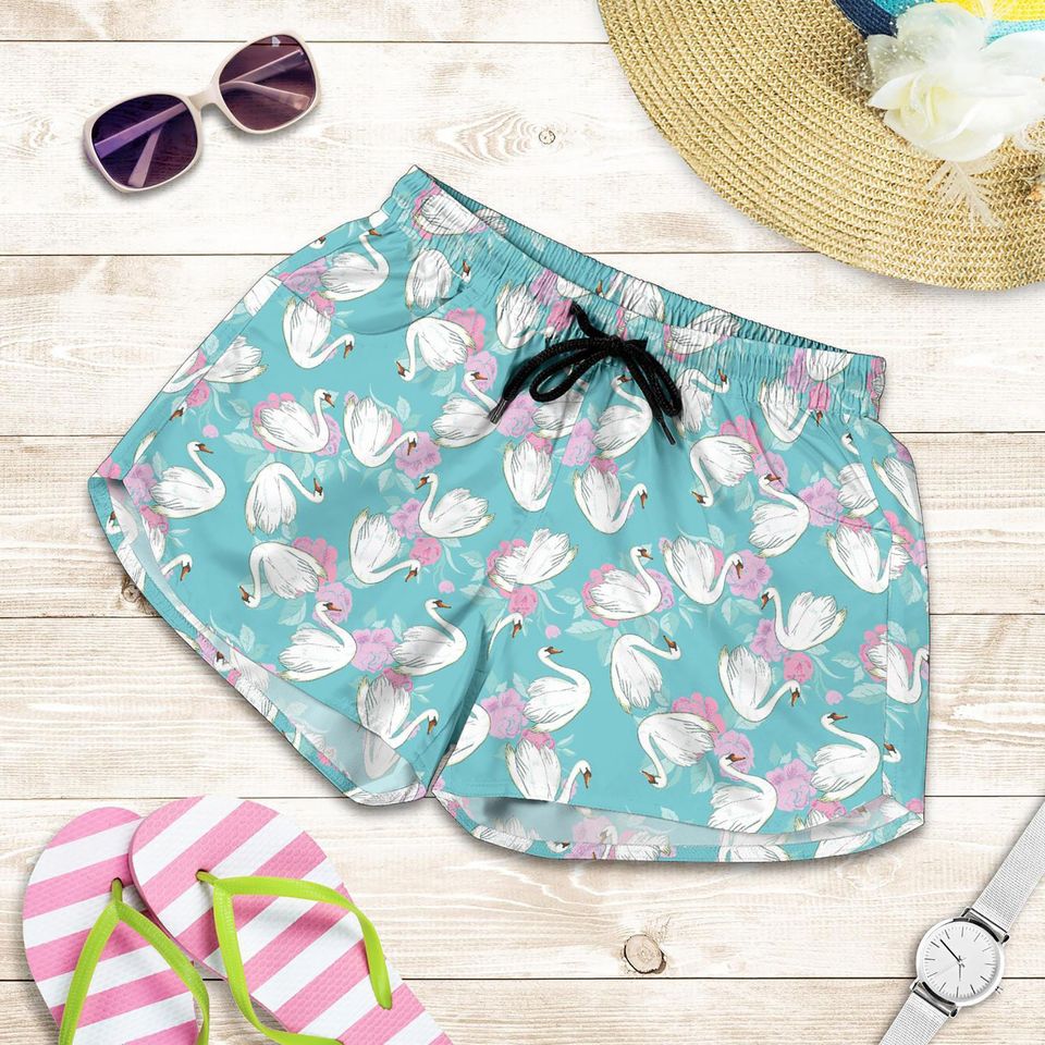 Swan Shorts - Swan Pattern Swim Shorts