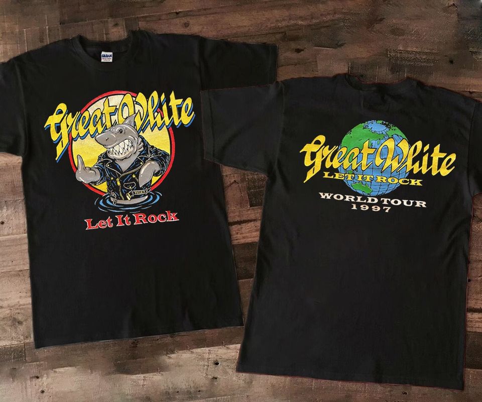 Great White Let It Rock World Tour 1997 T-Shirt, 90s Great White World Tour T-Shirt
