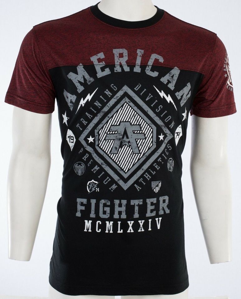 American Fighter Kendall Black Red Athletic Fit Mens Crew Neck T-shirt