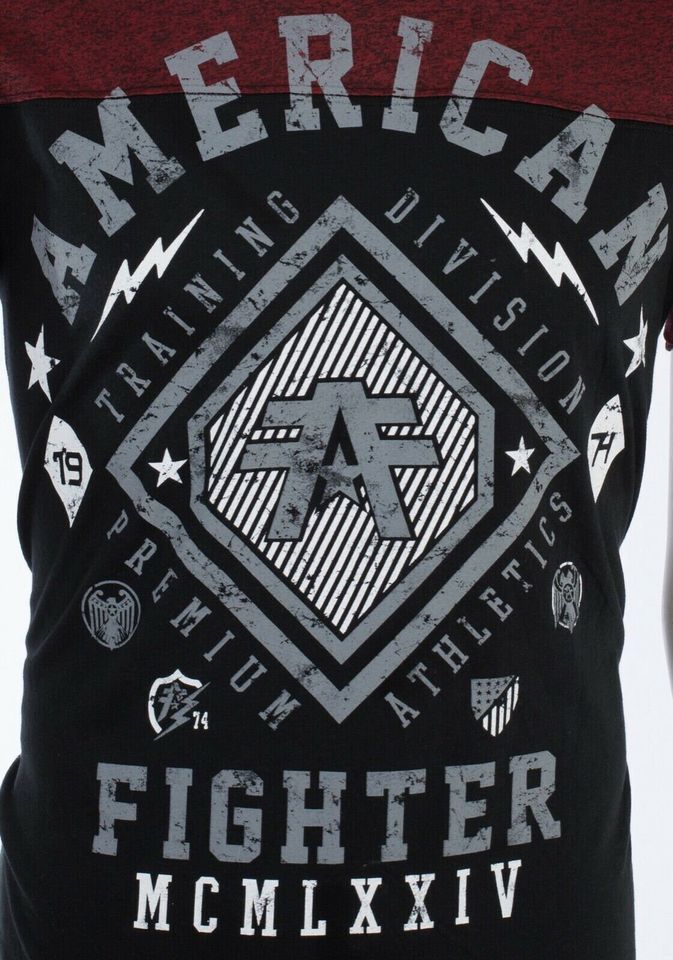 American Fighter Kendall Black Red Athletic Fit Mens Crew Neck T-shirt