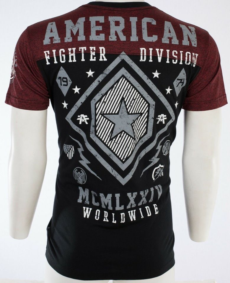 American Fighter Kendall Black Red Athletic Fit Mens Crew Neck T-shirt