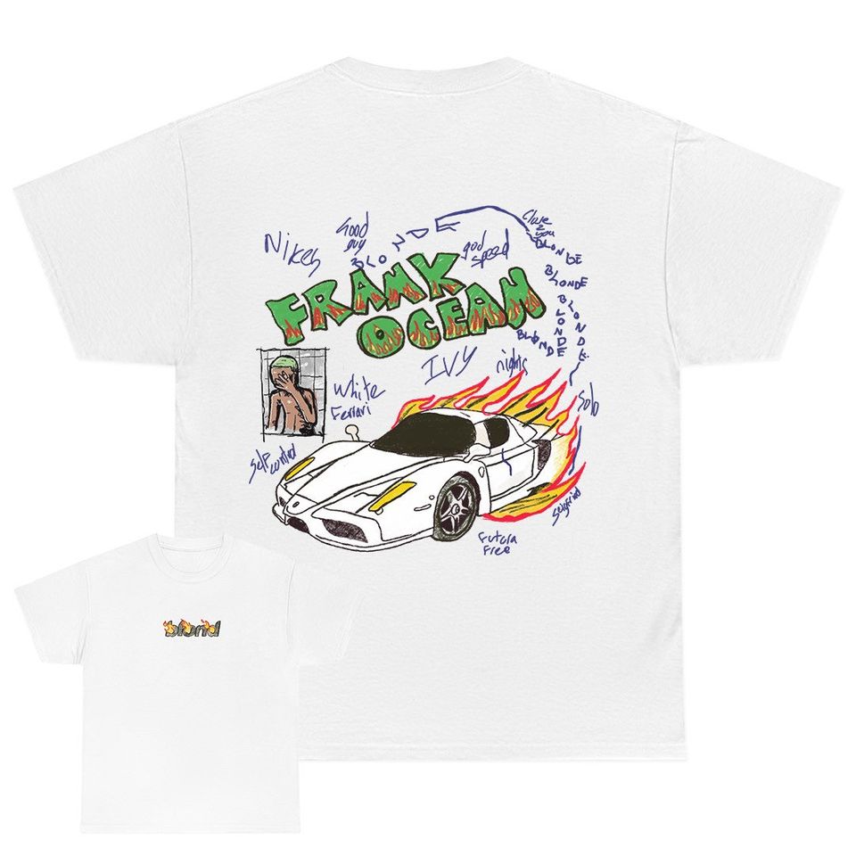 Frank Ocean BLOND ART Front & Back Hand Drawing T Shirt