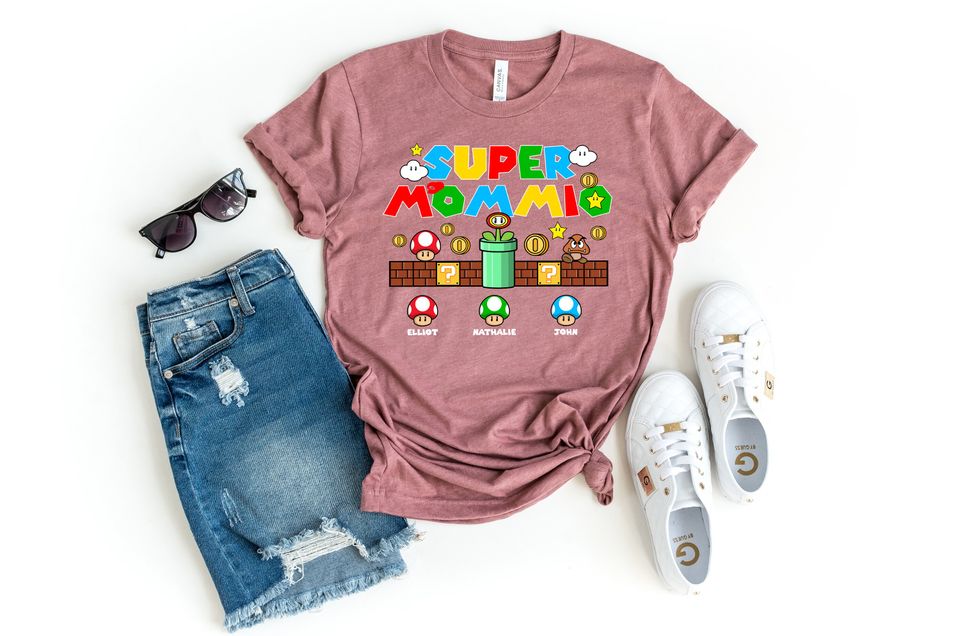 Personalization Super Mommio Shirt, Vintage Mama Tee