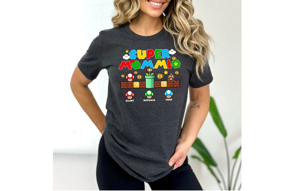 Personalization Super Mommio Shirt, Vintage Mama Tee