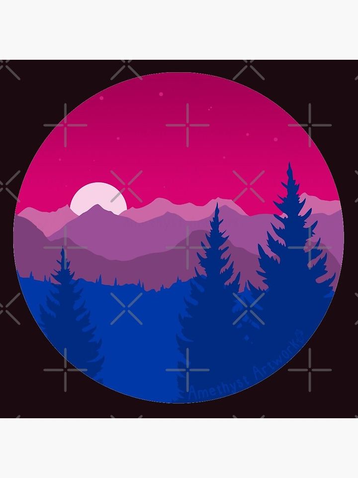 Subtle Bisexual Pride Flag Mountainscape Pin Button