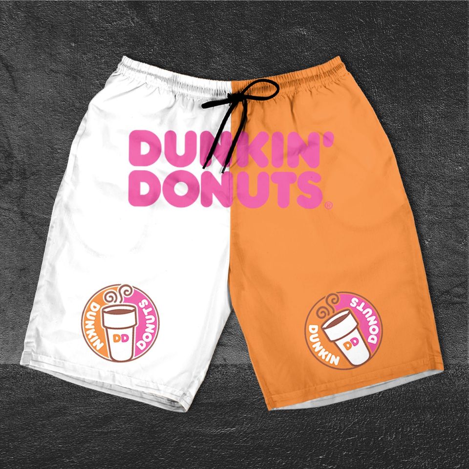 Dunkin Donuts Horizontal Text Shorts, Beer basic men Hawaiian shorts, Dunkin Donuts Beach Short