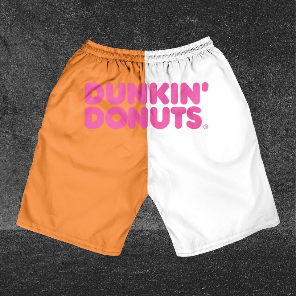 Dunkin Donuts Horizontal Text Shorts, Beer basic men Hawaiian shorts, Dunkin Donuts Beach Short