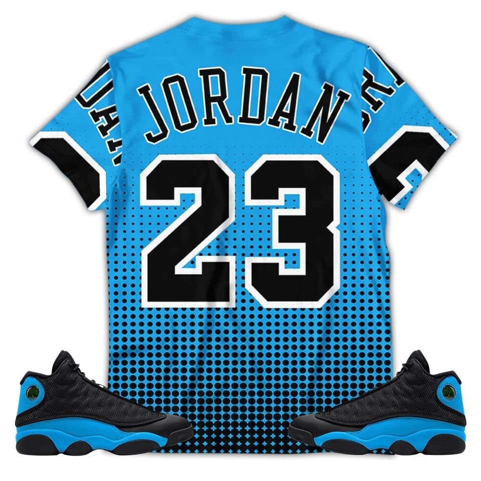 Goat Number 23 Sneaker Shirt Match Black University Blue 13s Tee