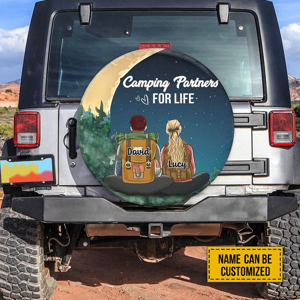 Customized Name Camping Spare Tire Cover, Camping Partners For Life