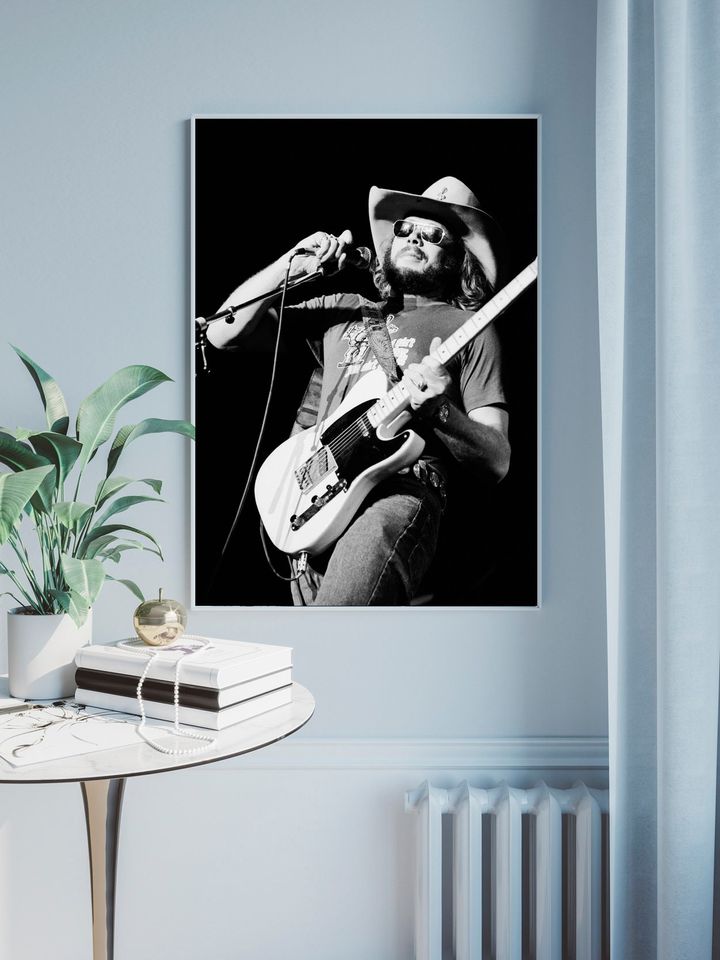 Hank Williams Jr. Holding a Microphone vintage poster
