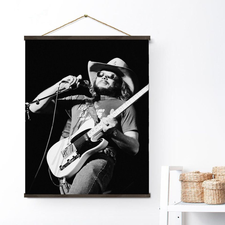 Hank Williams Jr. Holding a Microphone vintage poster