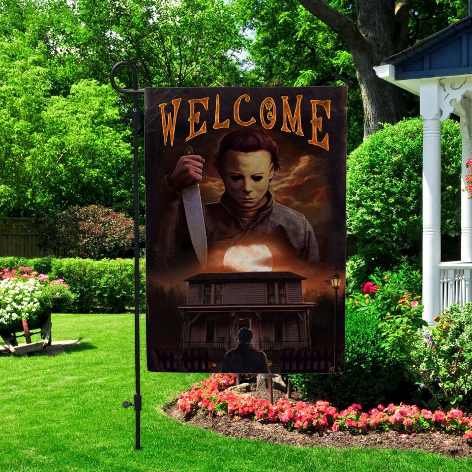Halloween Welcome Michael Myers Horror Character Garden Flag