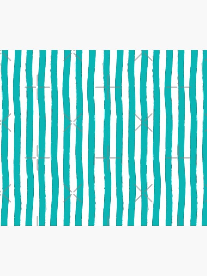 Preppy Turquoise and White Cabana Stripes Shower Curtain